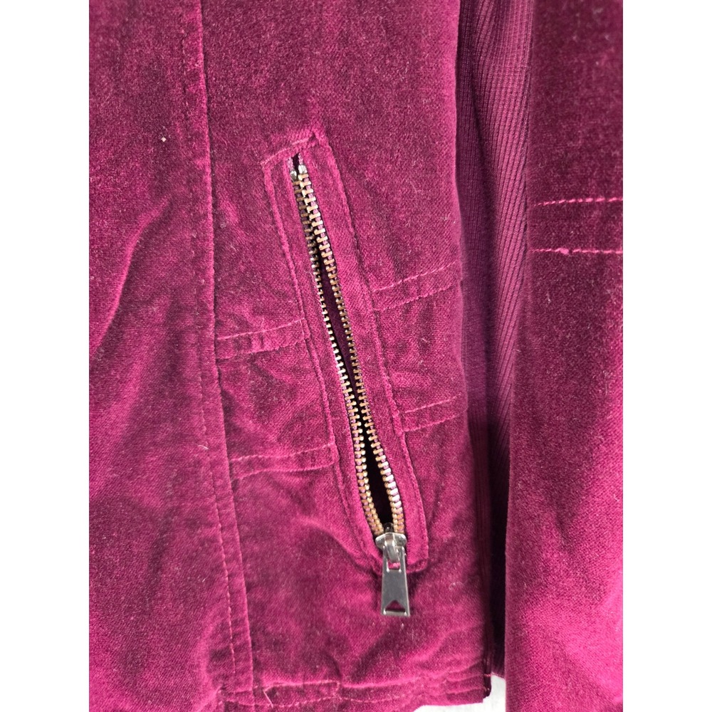 New Directions Womens XL Burgundy Velvet Moto Jacket Quilted Zip Mock Neck - Picture 10 of 13
